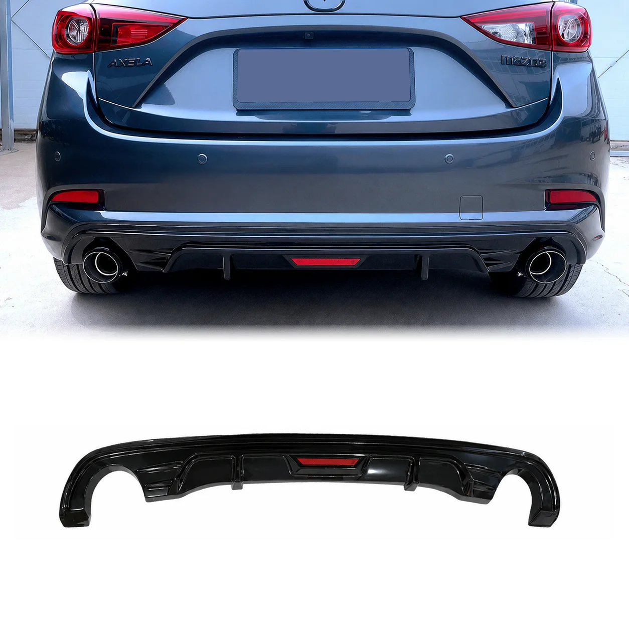 Rear Diffuser For Mazda 3 Axela Hatchback 2017-2019 Car Rear Bumper Lip Splitter Sport Body Kit Exterior Accessories