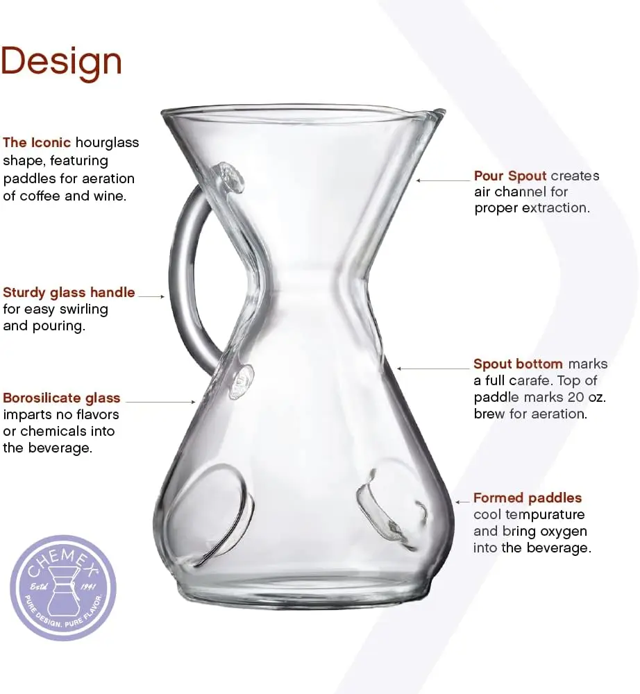 ماكينة صنع القهوة بمقبض زجاجي - 8 أكواب - عبوة حصرية