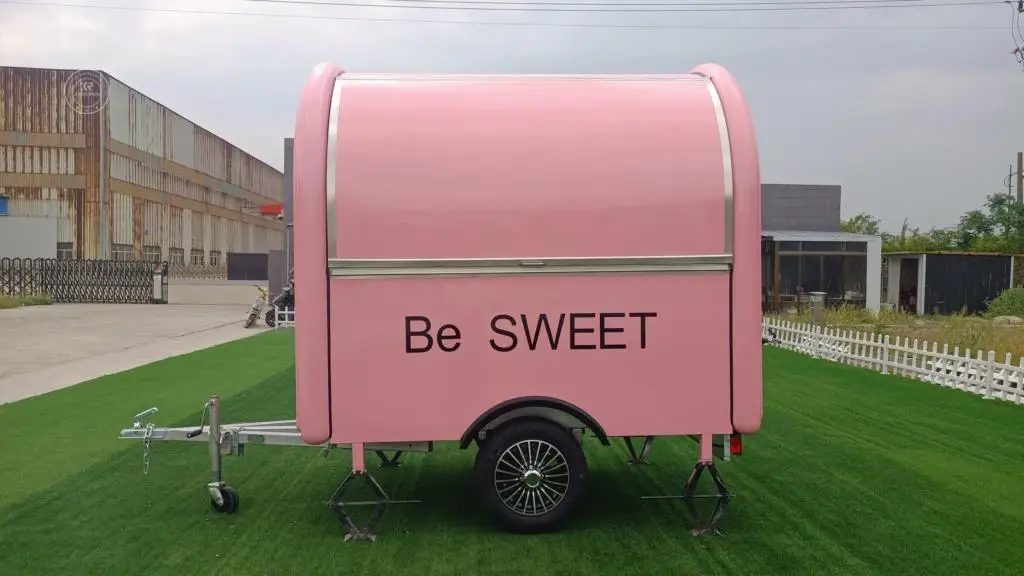 Pink Street Food Trailer Mobile Bar Food Truck Custom Vintage Mini BBQ Mobile Food Trailer for USA