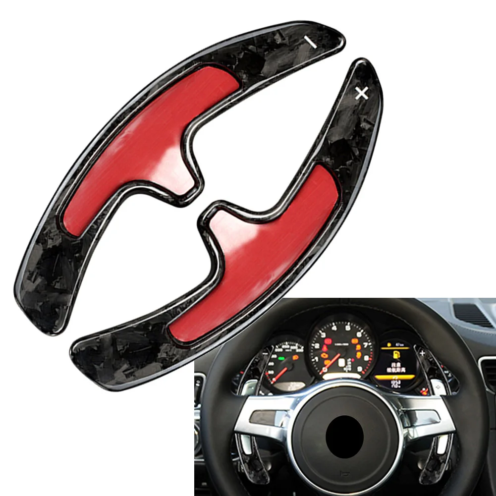 

1Set Car Forged Carbon Fiber Steering Wheel Paddle Shifter Extension For Porsche 991 Cayman 981 Boxster