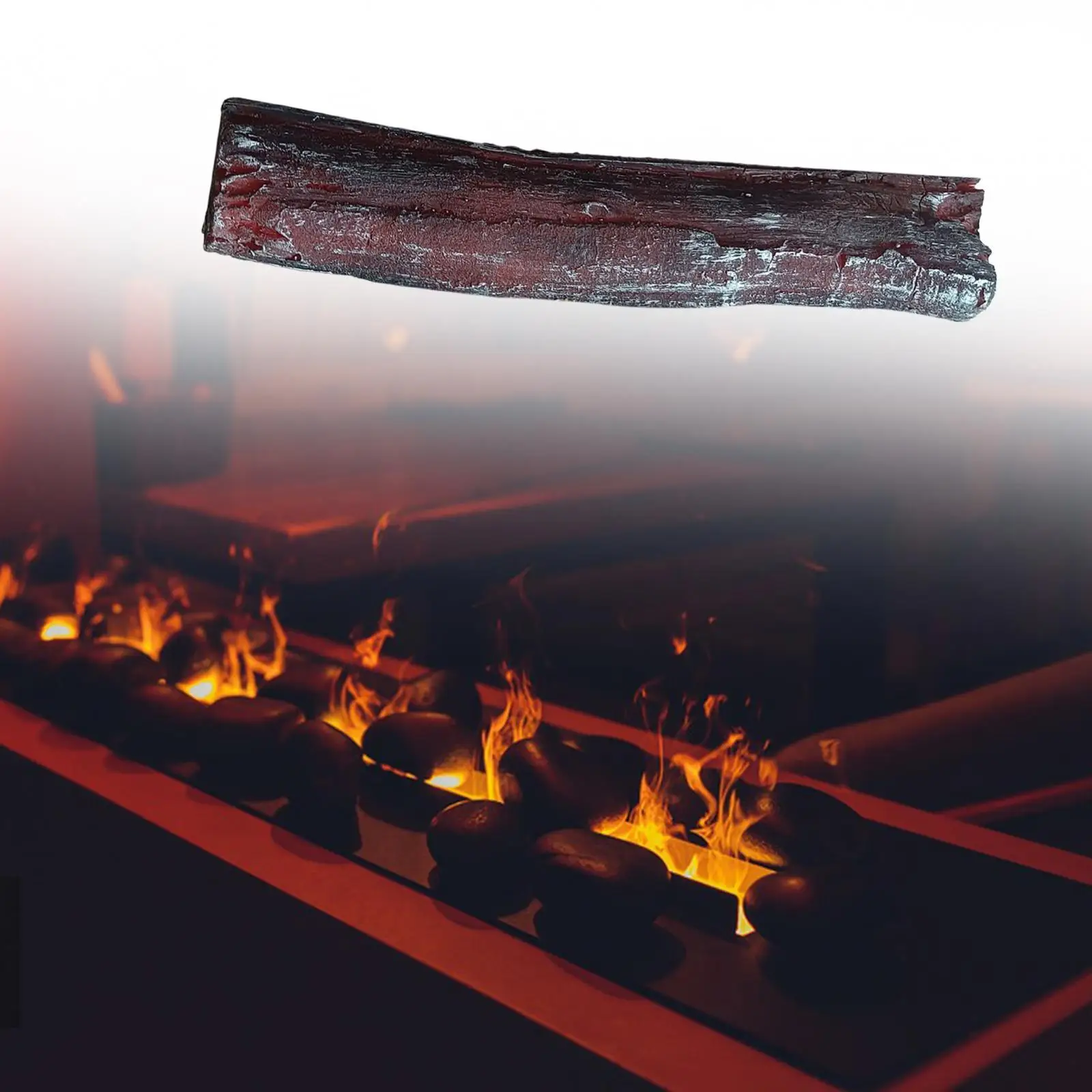 Simulation Flame Charcoal Strip Rolling Grill Basket European Resin Fireplace Firewood Props for Indoor Outdoor Bedroom Kids