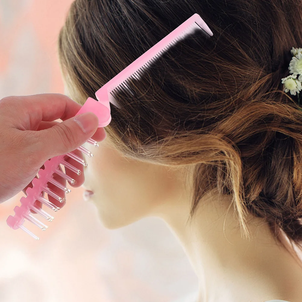 6 قطع من فرشاة الشعر القابلة للطي المضادة للكهرباء الساكنة، حجم السفر، مشط صغير مدمج للنساء، فرشاة تصفيف الشعر قابلة للطي