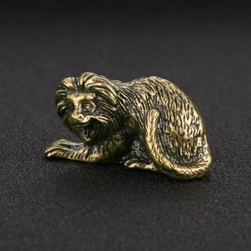 Retro Brass Mini Crouching Lion Sculpture Jungle Animal Figurine Tabletop Bonsai Landscape Home Decoration Craft