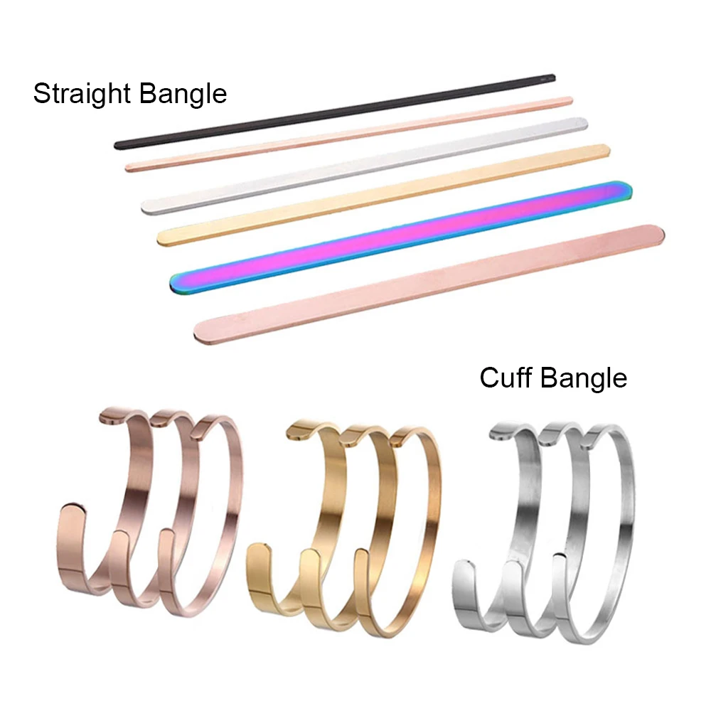 

5pcs Blank Stainless Steel Cuff Bangle Plain Rod Bracelet For DIY Laser Engraving Bracelet Jewelry Making Accessories