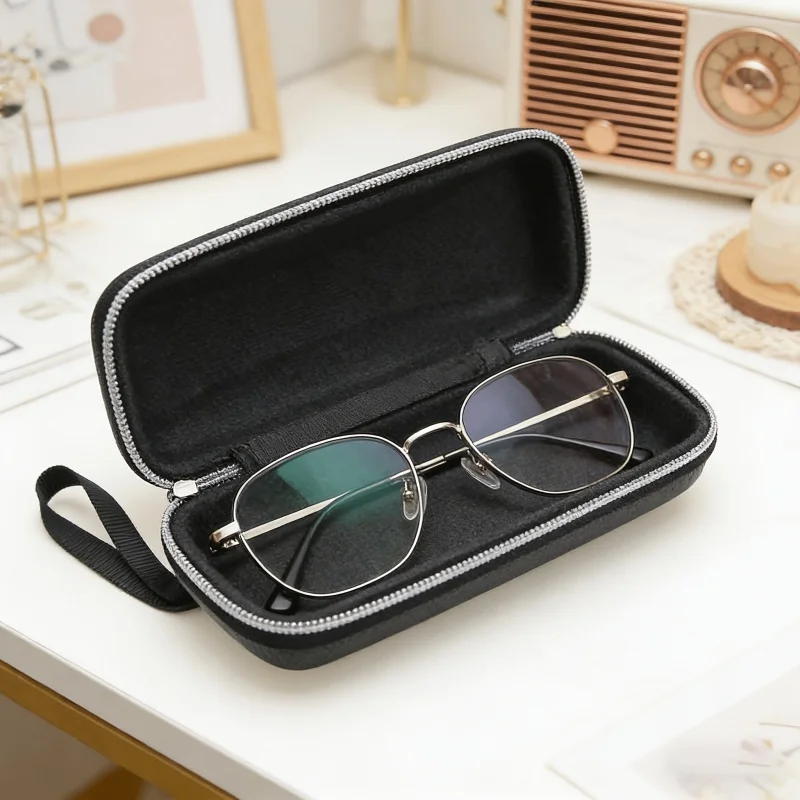 Portable Glasses Cases Eyewear Hard Case Drop-Proof For Women Men Reding Glasses Box With Lanyard Zipper Cases Protector