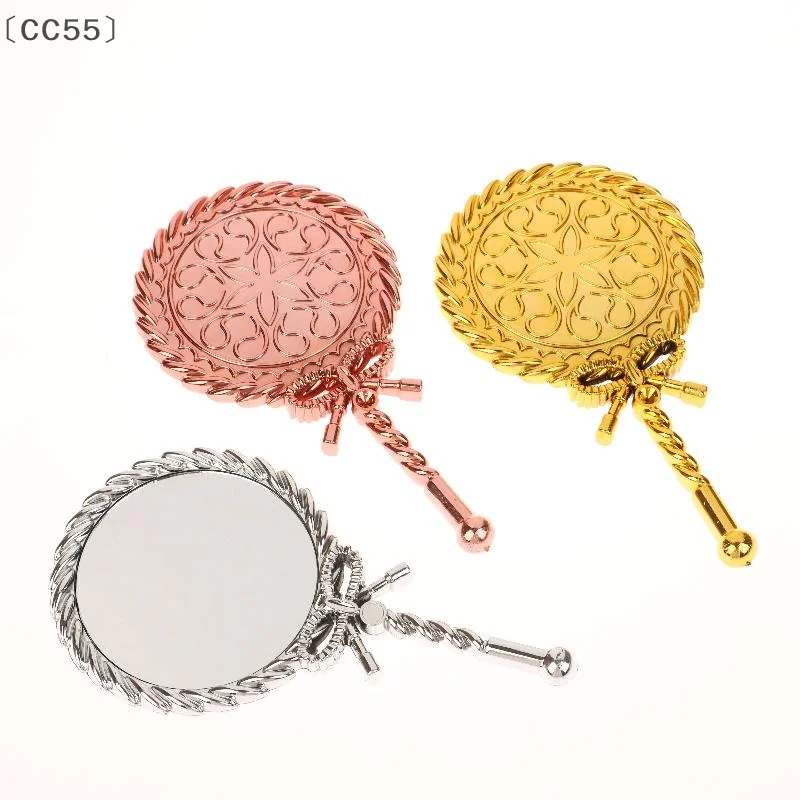 [CC55] مرآة مكياج محمولة عتيقة محمولة باليد، مرايا مستحضرات تجميل مستديرة، أداة تجميل لمرآة المحكمة الأوروبية النبيلة القديمة