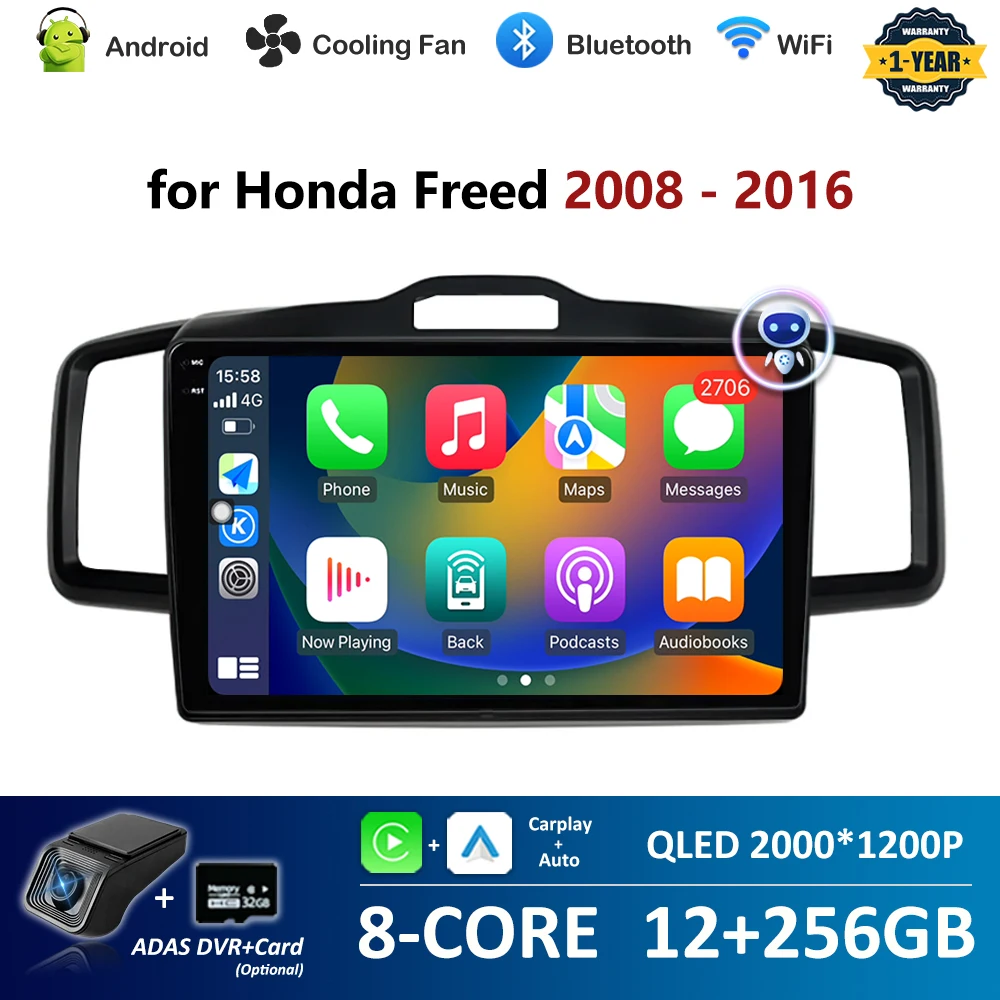 

10 inch GPS Navigation for Honda Freed 2008 2009 2010 2011 - 2016 Wireless Carplay 2.5D Touch Screen Auto Tools Bluetooth WIFI