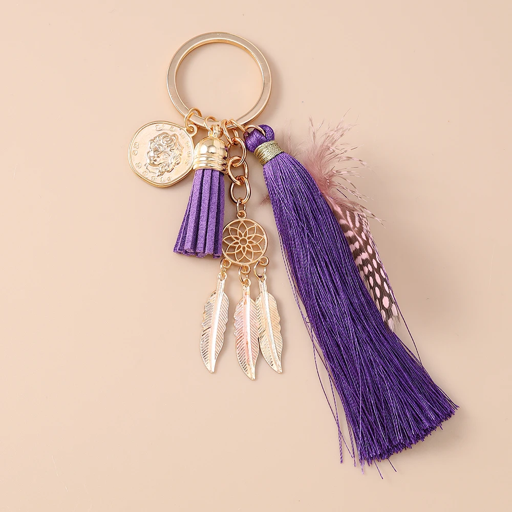 Aihua Boho-Traumfänger-Schlüsselanhänger mit großen Federn für Damen und Mädchen, Handtaschenanhänger, Traumfänger-Schlüsselanhänger, Schmuck, Geschenke – Detail 7