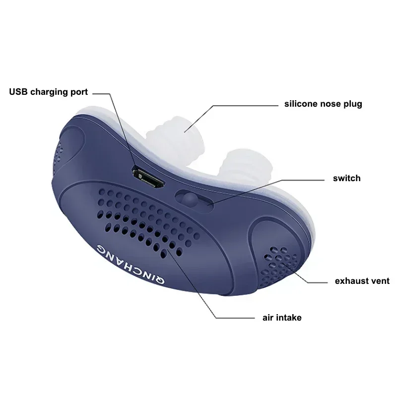 Elektrisches Anti-Schnarch-Gerät, Anti-Schnarch-Stopper, Anti-Schnarch-Nasenklammer, Schlafhilfe, Pflege, bessere Atemhilfe, Schlafen, Beatmungsgerät