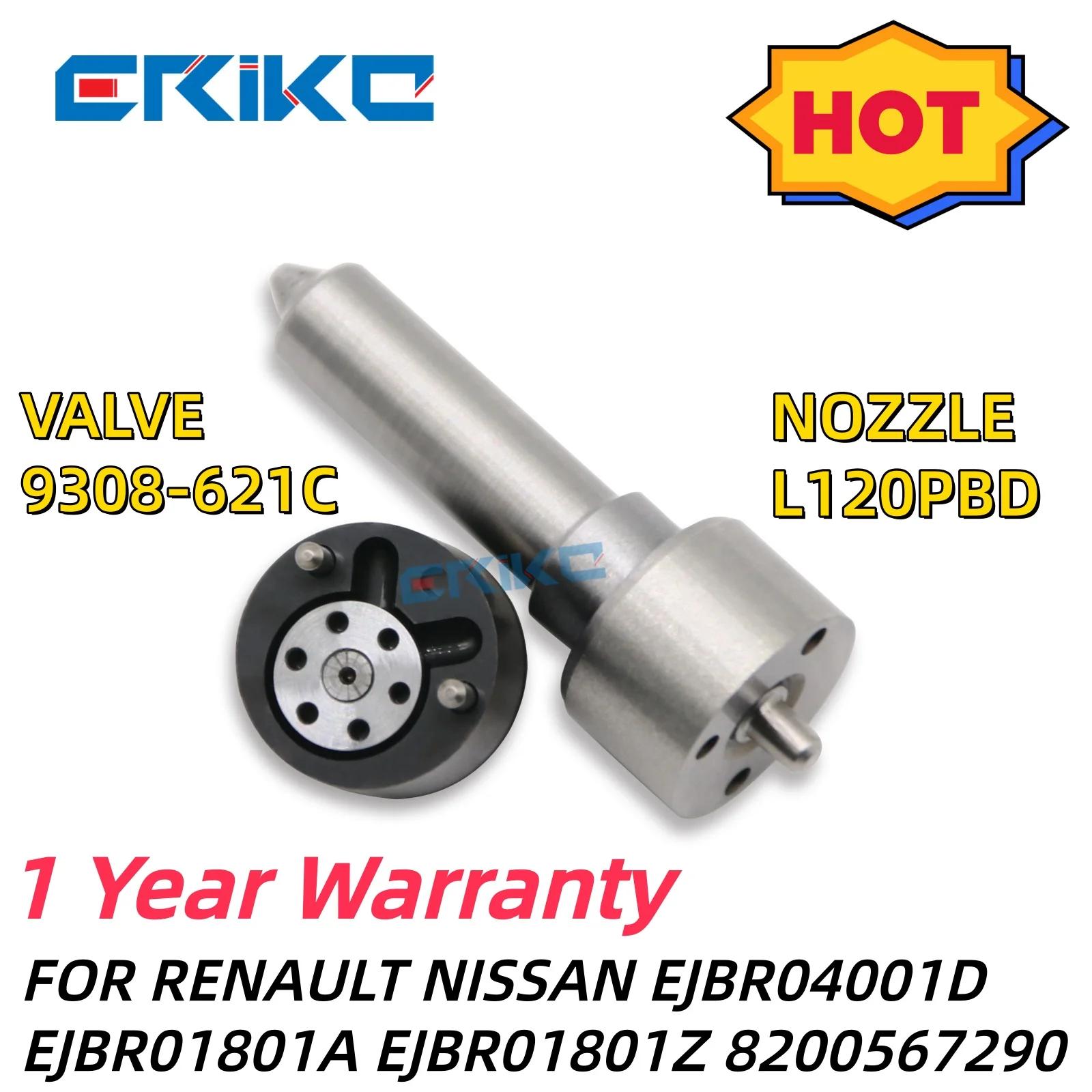 

INJECTOR REPAIR KITS NOZZLE (L120PBD) VALVE 9308-621C (7135-647) FOR RENAULT NISSAN EJBR04001D EJBR01801A EJBR01801Z 8200567290