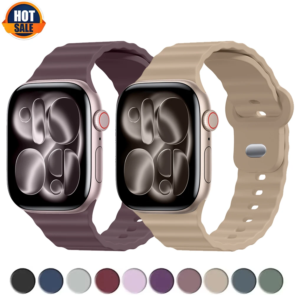 Armband für Apple Watch 44mm 40mm 46mm 49mm 42mm 45mm Sport Silikon Correa Armband iWatch Serie 11 10 9 8 7 SE Ultra 2 3
