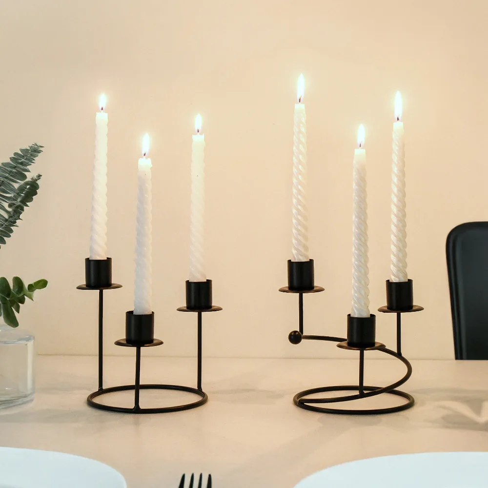 Nordic Wrought Iron Candle Holder for Proposal & Romantic Dinner - Atmospheric Table Decor