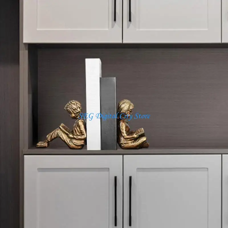 U75B Reading Child Resin Bookends for Upright Books and Study Desk Styling