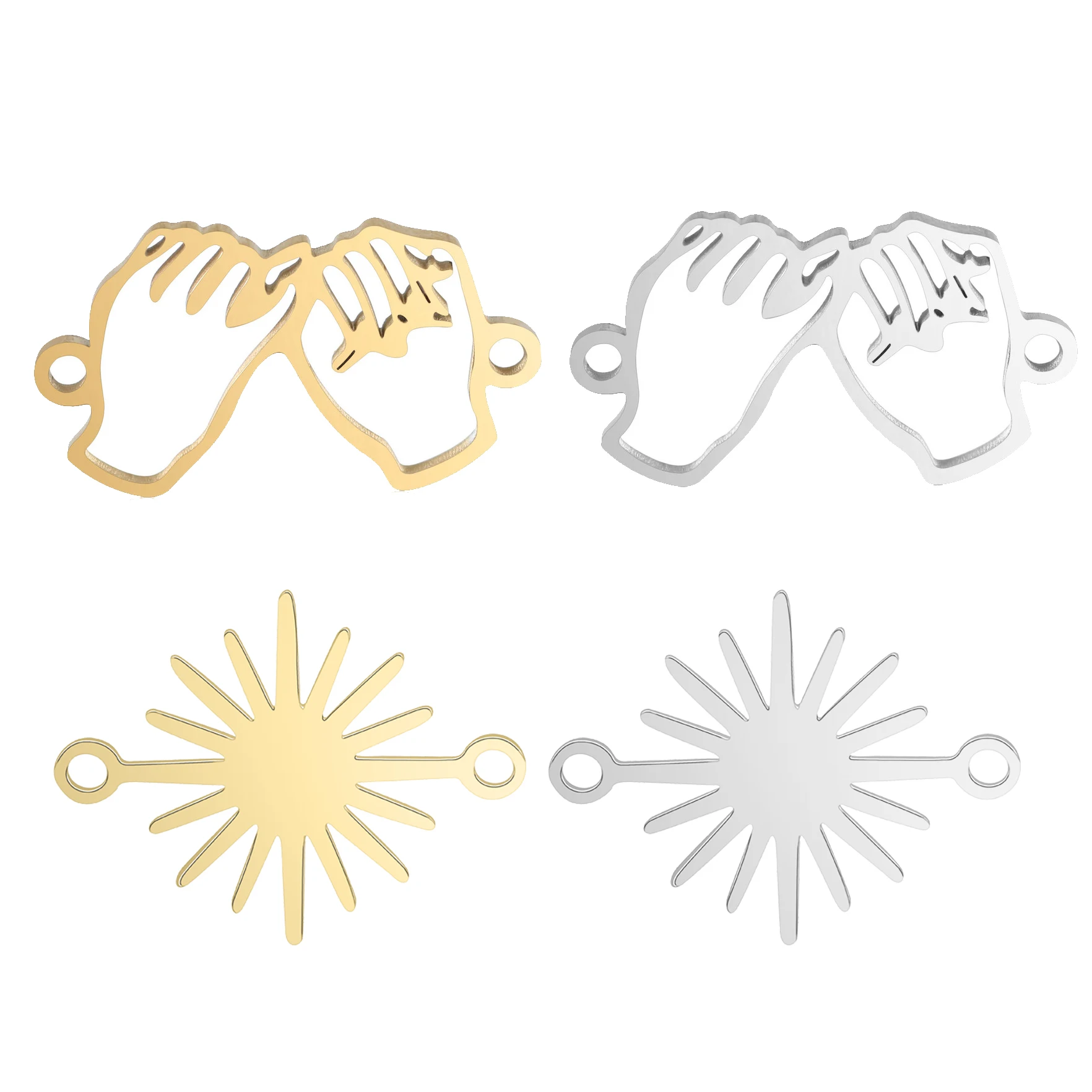 Gold-plated Stainless Steel Sun Commitment Unchanged Gesture Three Elephant Charm Connector DIY Jewelry Findings Present