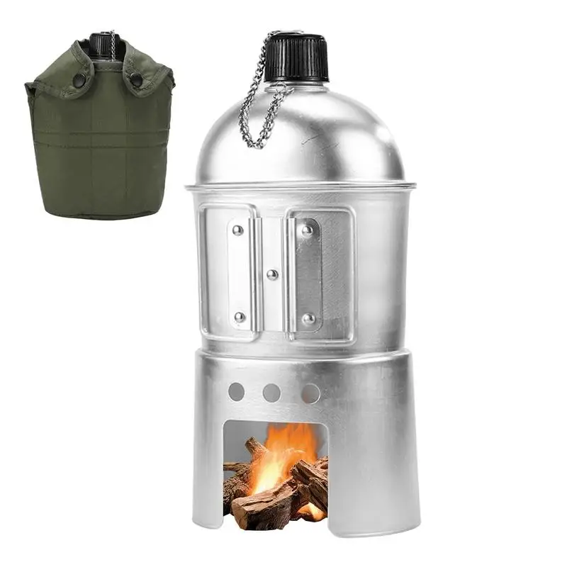 

Water Canteen Aluminum Outdoor Lightweight Cup With Cover Camping Cookware Set Mini Alcohol Stove Portable Kettle Lunch Box