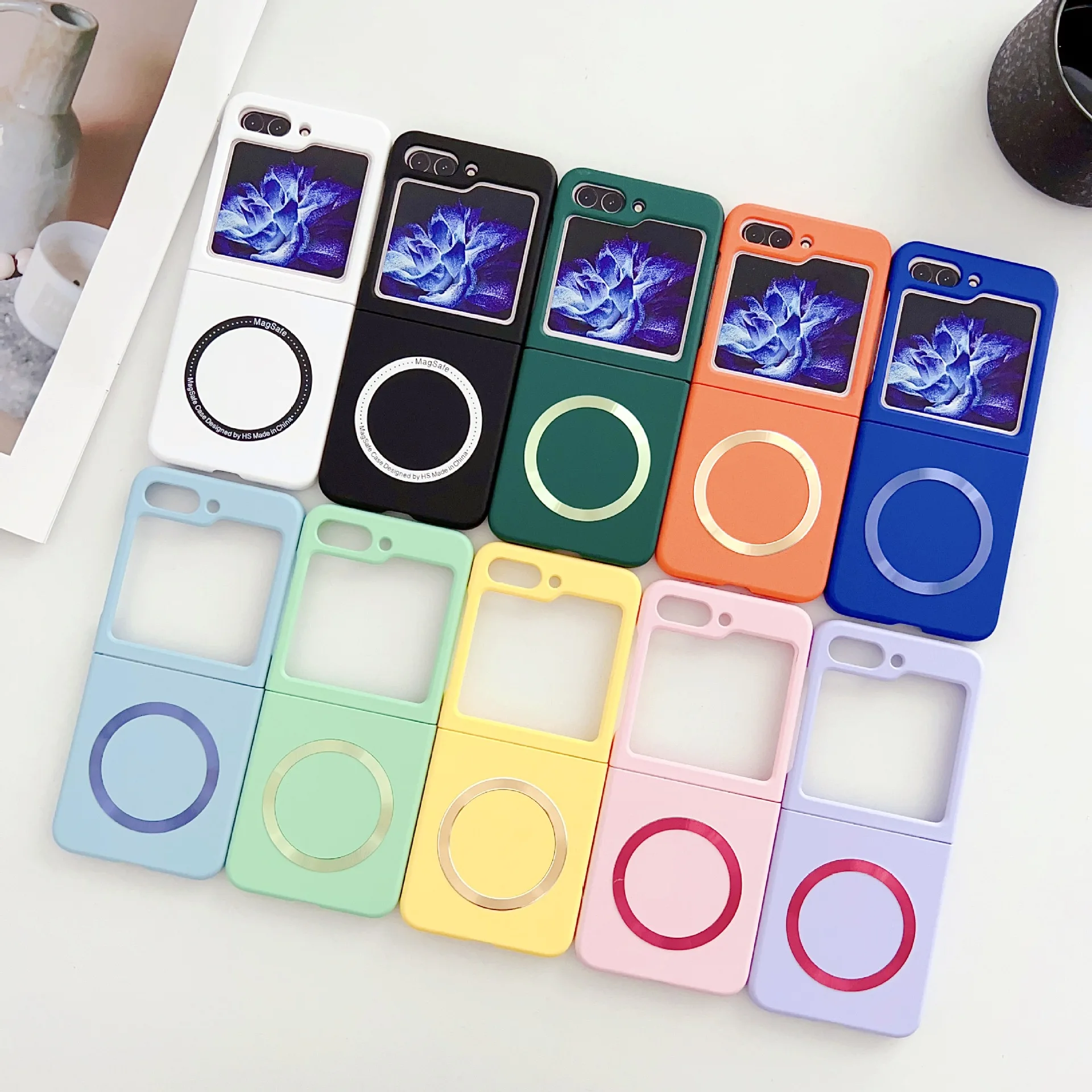 

Solid Color Soft Silicone Full Cover Anti-fall Protective Case For Samsung Galaxy Z Flip 5 Magnetic Wireless Charging Phone Case