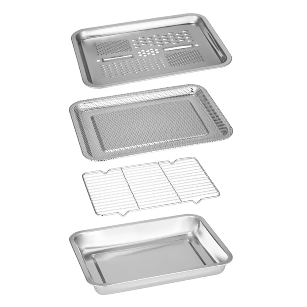 

4pcs Drain Basin Set Stainless Steel Grater Tray Kitchen Gadgets Draining Plate Strainer Potato Storage Holder Practical