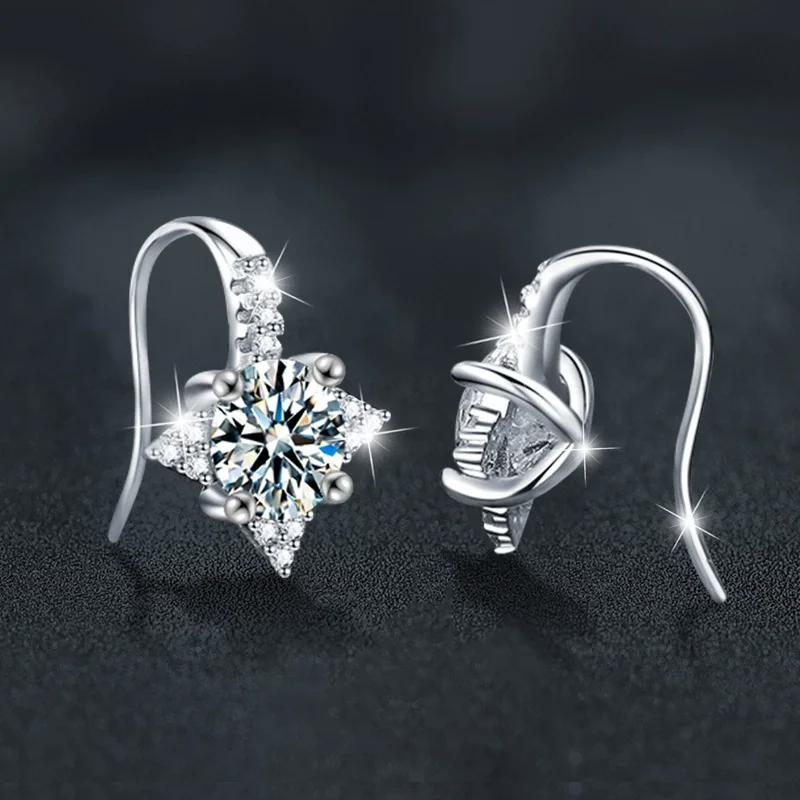 

ZFSILVER Fashion Trendy Classic 925 Silver Color D Moissanite Design Star Hook Earring For Women Accessories Jewelry Gift XTZ003