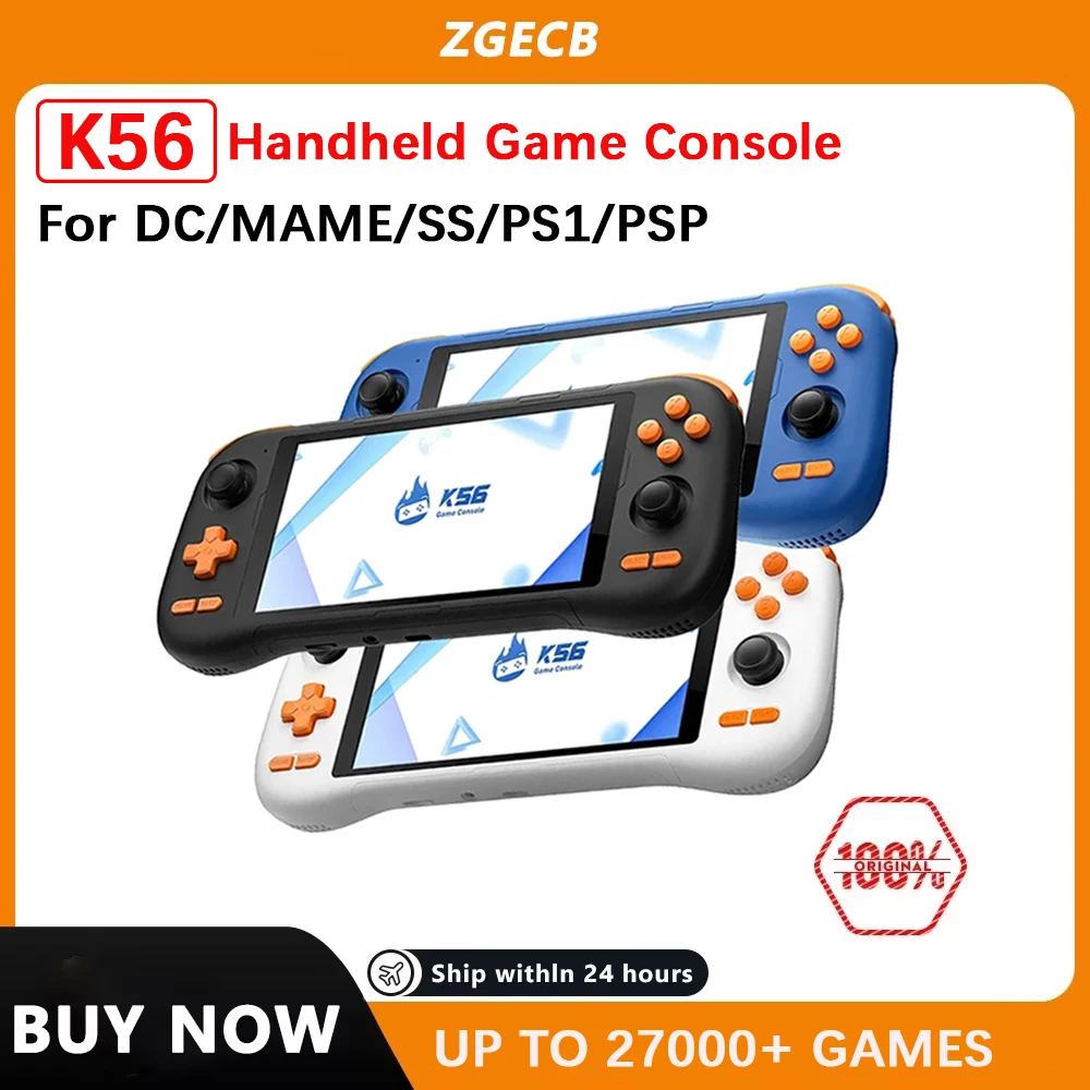 

Новинка 2023 года, портативная игровая консоль K56, Android 14, 5,5-дюймовый сенсорный экран с 50 эмуляторами, ретро-видеоигры для DC/MAME/SS/PSP 128G