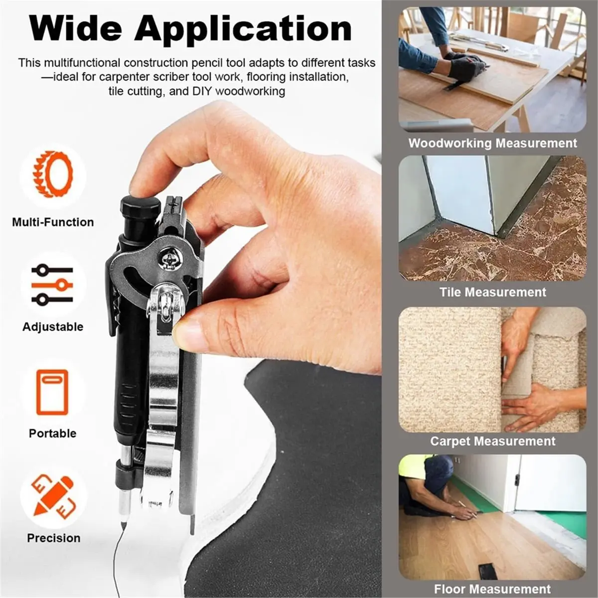 Multifunction Scribing Tool with Deep Hole Pencil,Woodworking Scribe Gauge Scriber Line Maker Measuring Tool