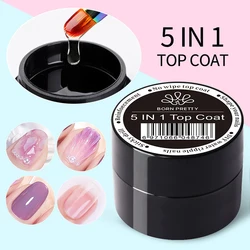 BORN PRETTY 5 IN 1 No-wipe Top Coat Reinforcement Gel Nail Polish Efficient Function Adhesive Water Nail Art Gel DIY Design