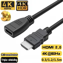 HDMI Extension cable 4K 60Hz HDR HDMI 2.0 Cable HDMI 2.0 Male to Female Extension cord Kable for PS5 Xbox HDTV PC Monitor