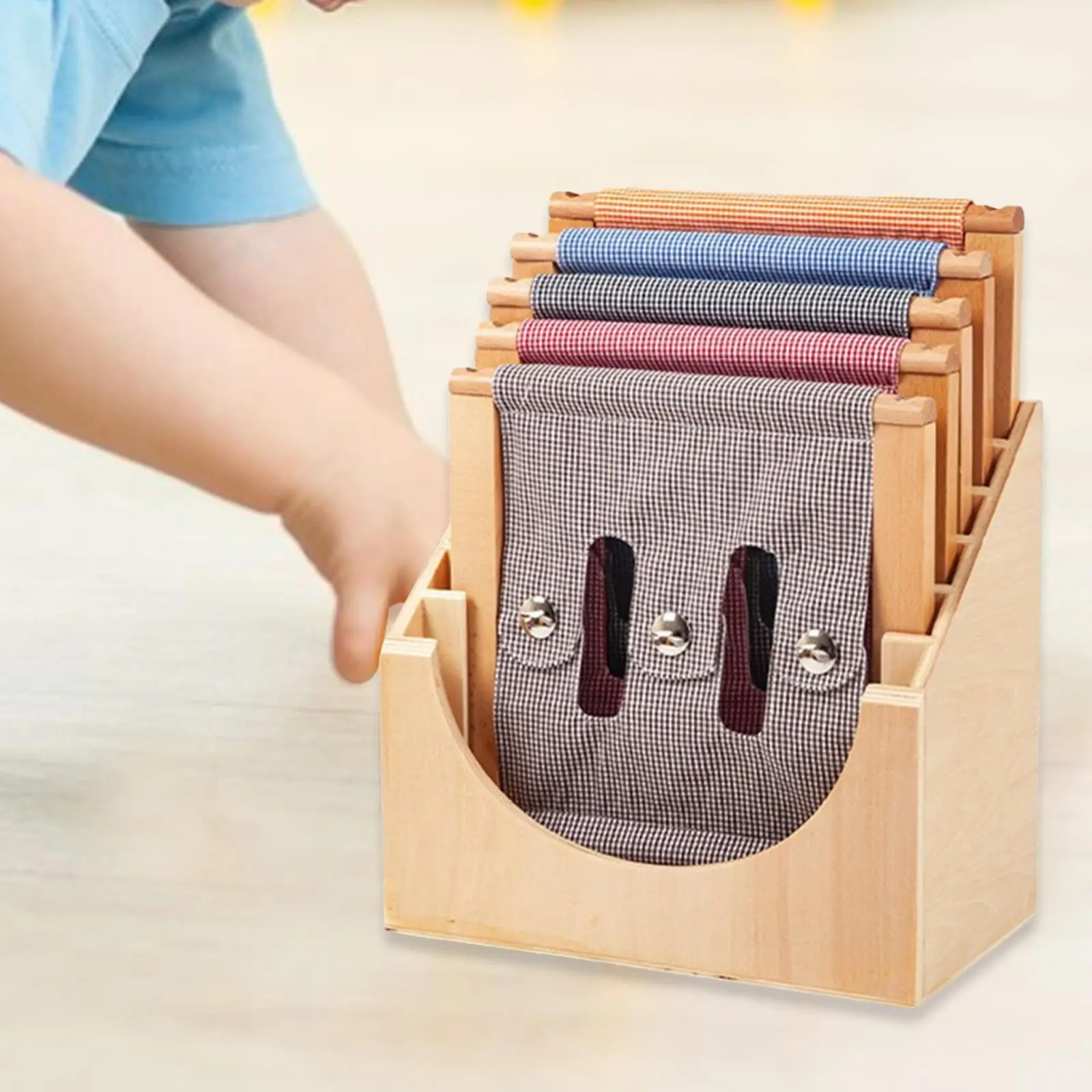 

Dress Boards Storage Frame 6 Compartment Basic Life Skills Busy Boards Storage Holder for Zip Buckle Tie Toy Classroom Button