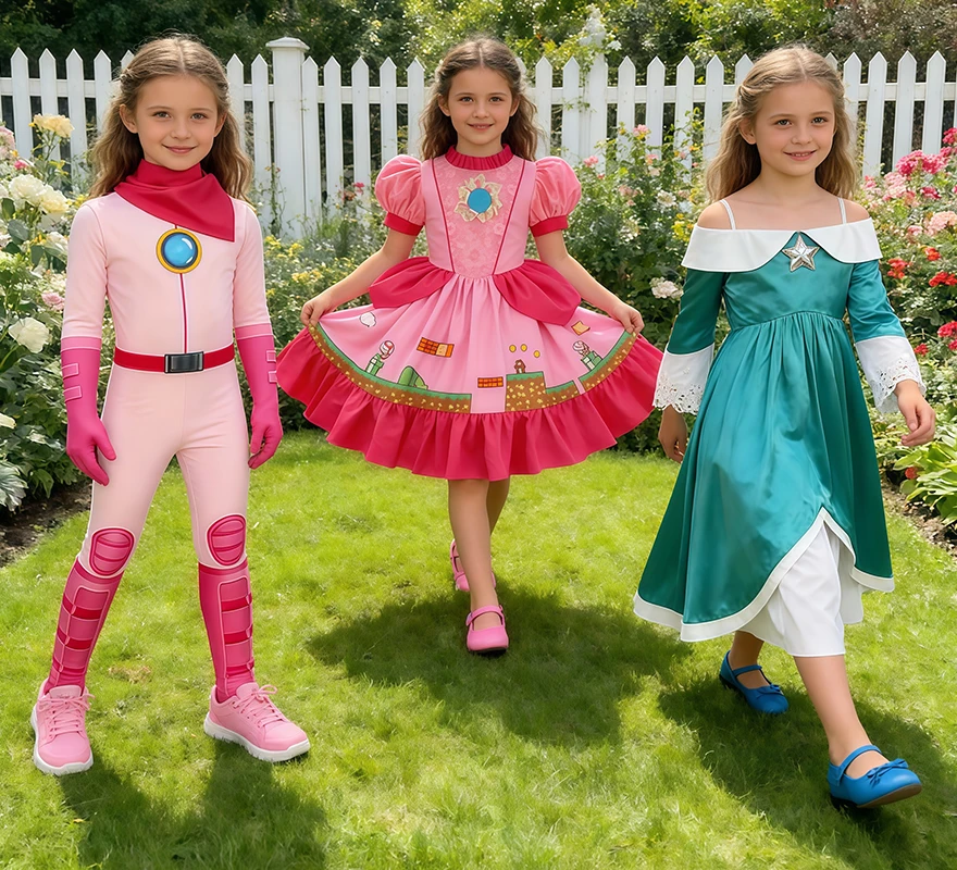 

Костюм принцессы персиковый для девочек, костюмы для косплея на день рождения, женский комбинезон для карнавала, представлений, маскировка, розовая одежда