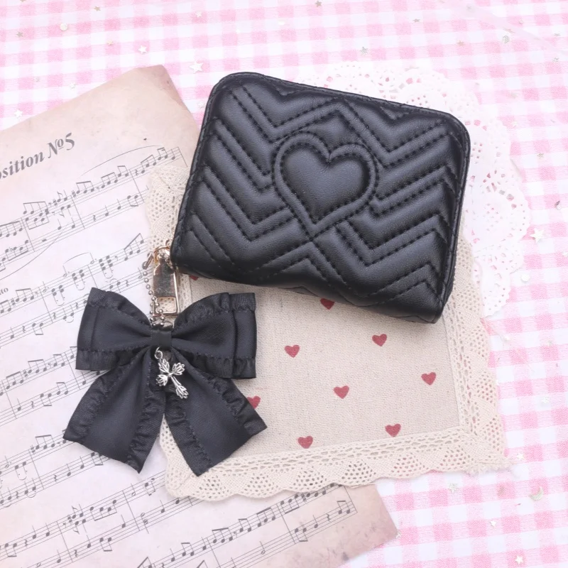 Fashion Y2k Sweet Wallets Japanese Korean Style Cute Lace Bow Wallet for Women Girl Designer Original Ballet Pouch