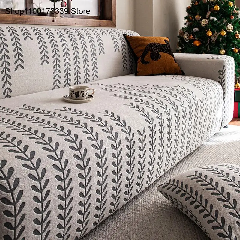 Versatile Style Jacquard Velvet All Inclusive Sofa Cover, Seat Cushion, All Season Universal Anti Slip and Wear-Resistant Cover