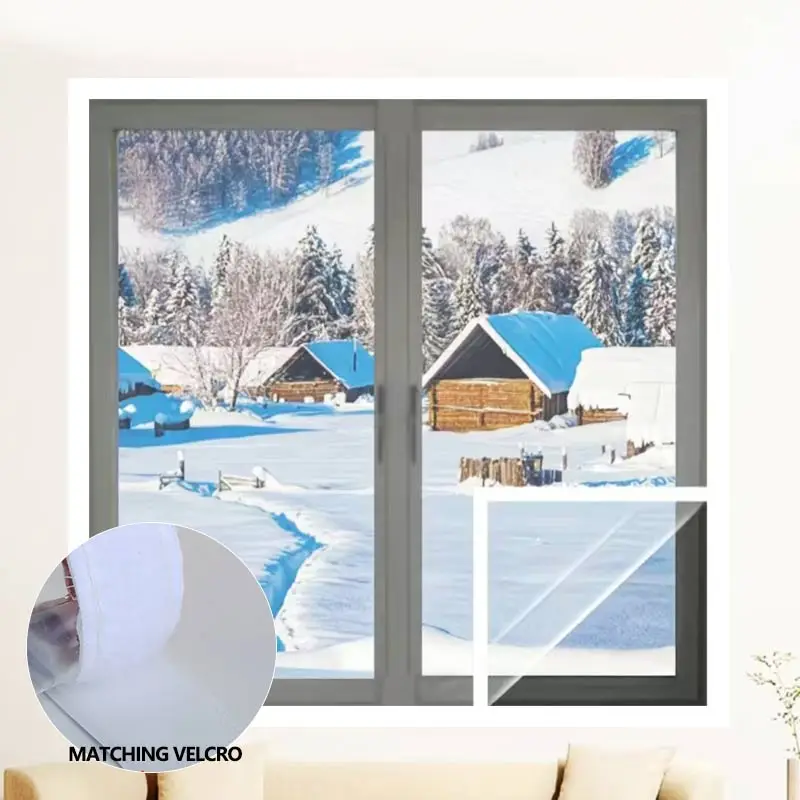 The whole window is sealed with transparent windproof and cold proof insulation film, and the curtain is easy to install