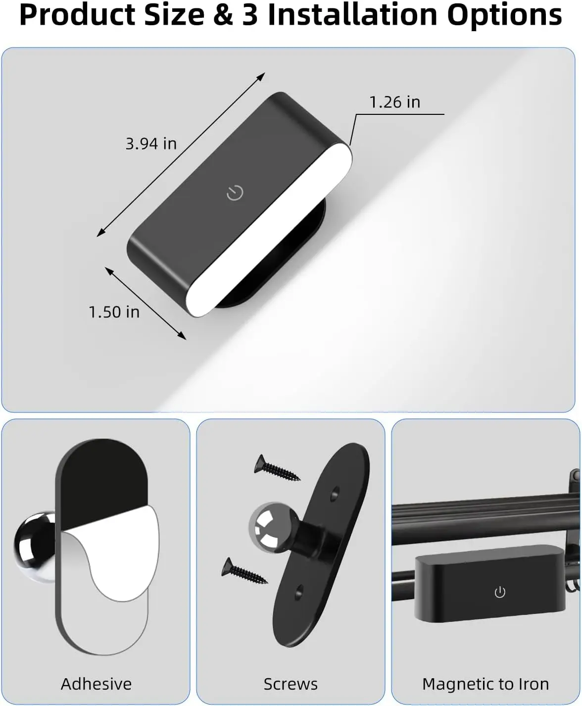 2 مصابيح حائط مغناطيسية LED أضواء ذكية USB ضوء ليلي قابل لإعادة الشحن مع جهاز تحكم عن بعد 3 أوضاع قراءة لغرفة النوم بجانب السرير