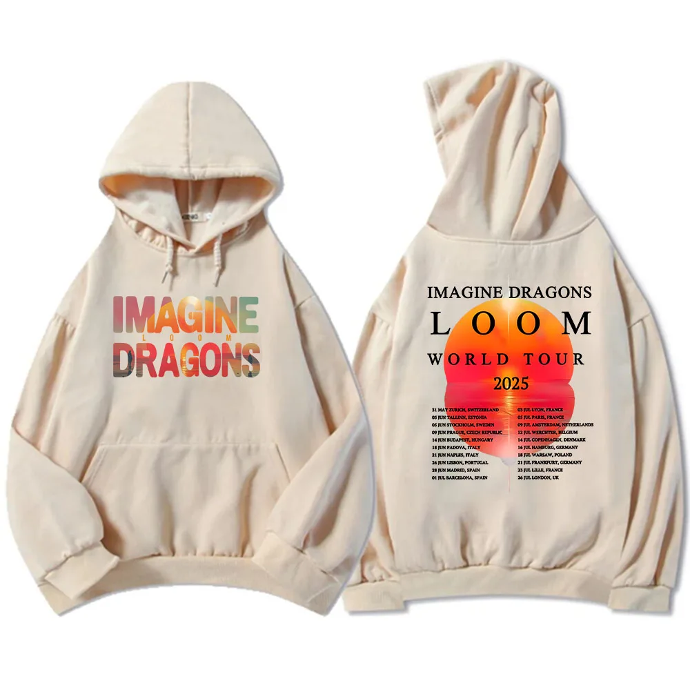 Imagine Dragons Loom Tour 2025 Hoodie pria/wanita, Sweatshirt lengan panjang Hip Hop Unisex, Hoodie grafis Harajuku