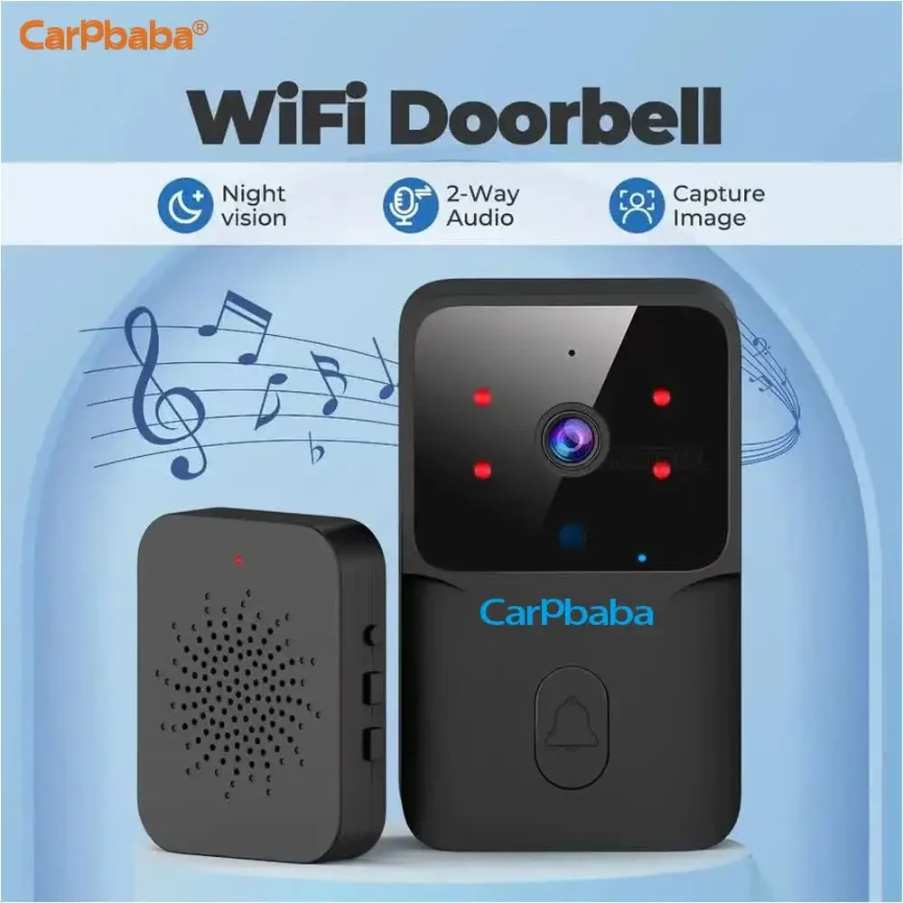 Carpbaba M8 WiFi Video Doorbell Wireless Camera PIR Motion Detection Alarm Security Smart Home Door Bell Intercom for Home