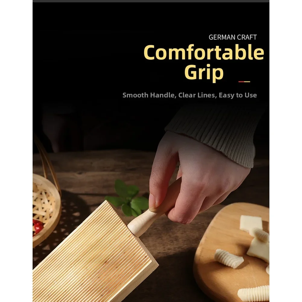 

Non Slip Wooden Gnocchi Board for Crafting Cavatelli Pasta and Working with Soft Dough in Home Pasta Preparation