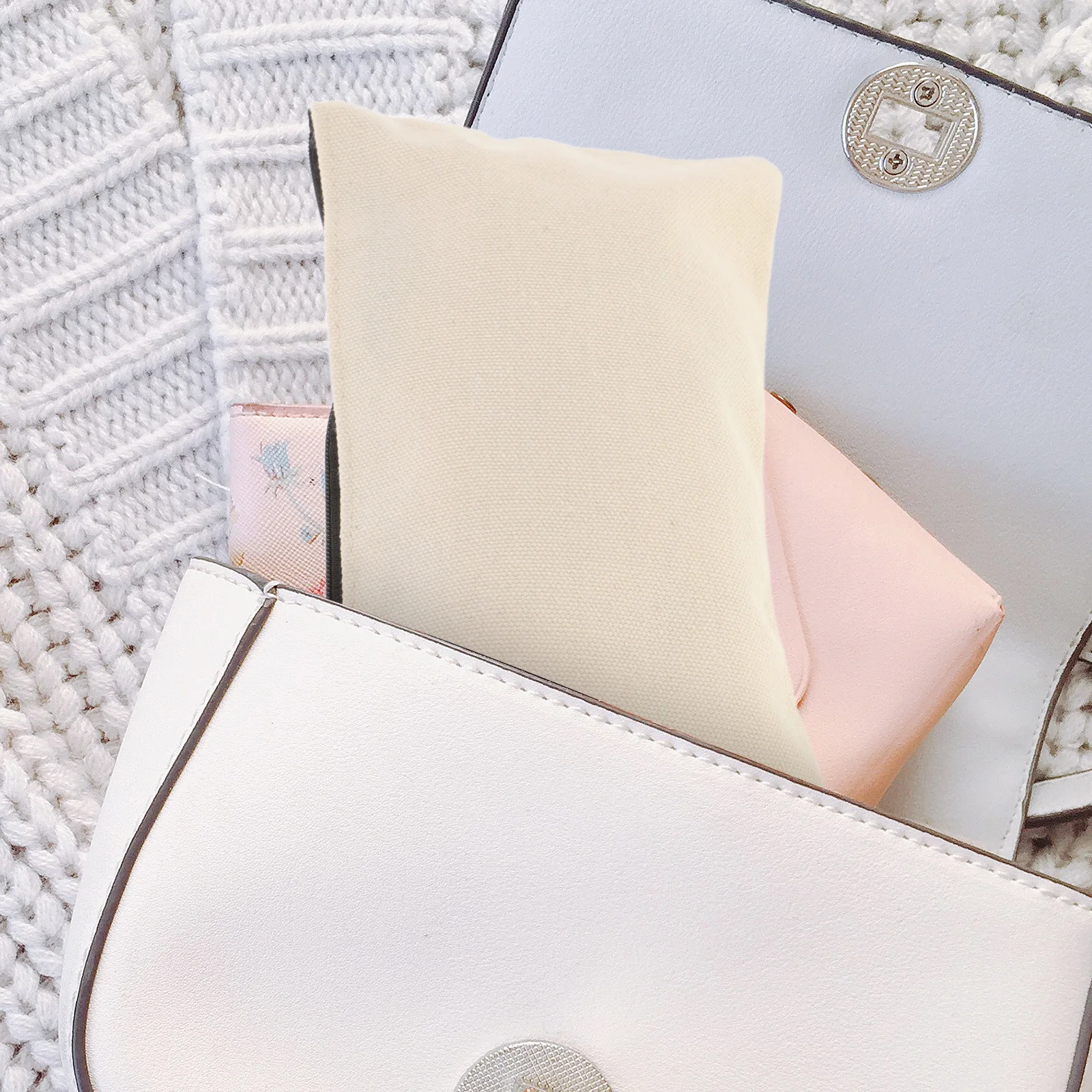 

4Pcs Canvas Storage Bag Zipper Multi-Function Portable Pencil Case Supply Stationery Organizer Convenient Use Pencil Case