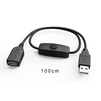 Q6RC USB Cable 50/100cm USB 2.0 A Male to A Female Extension Extender Black Cable