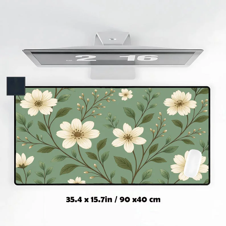 

Green Plant and Flower Table Mat,non-slip and Waterproof Gaming Mouse Pad,simple Office Decoration Mat,perfect Gift for Friends.