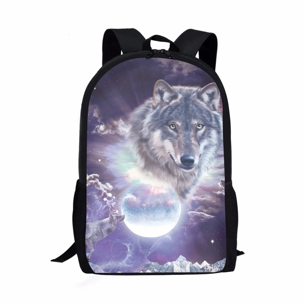 Mochila com estampa Full Moon Howling Wolf, Bolsas escolares para adolescentes meninos e meninas, bolsa escolar, mochilas 16 ", bolsas de viagem para mulheres e homens