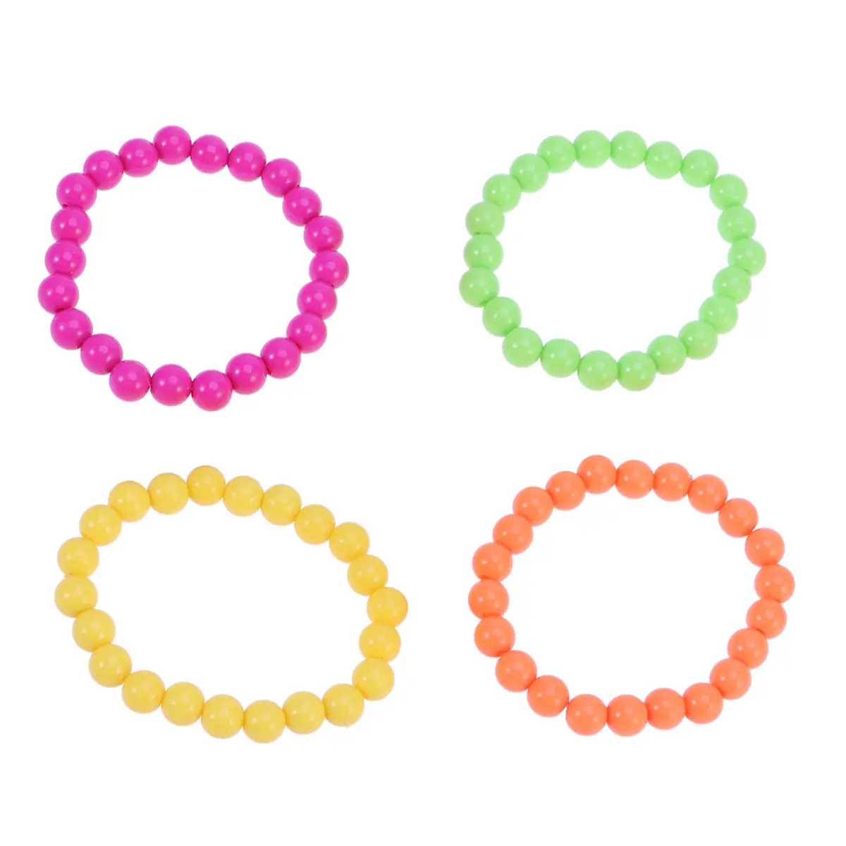 4Pcs Plastic Neon Bead Bracelets For Dance Performance Bracelet Women Colors Retro Beaded Party Costume Daily Wear