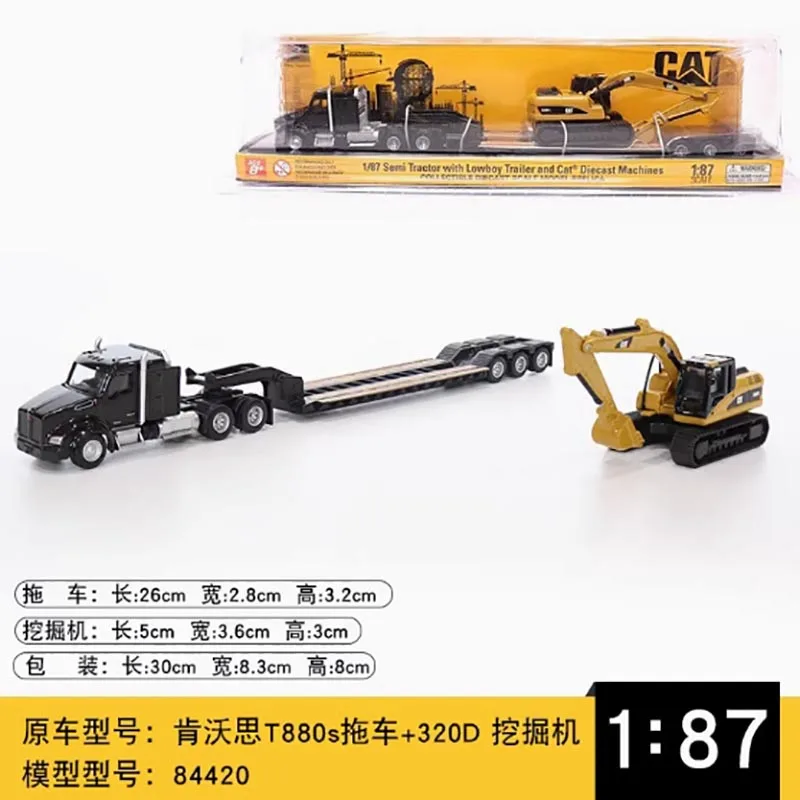 CAT Alloy trailer simulation model engineering container carrier truck  tractor excavator  display Adult Gift Hobby & Toys