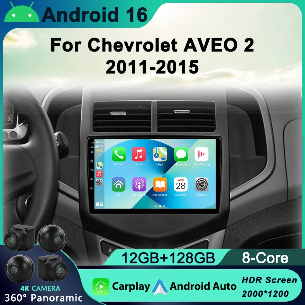 

For Chevrolet Aveo 2 Sonic T300 2011-2015 Car Radio Multimedia Player Navigation GPS 2 din 2din Android 16 Autoradio CarPlay