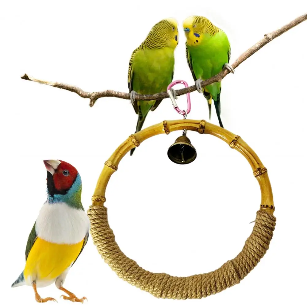 Bird Swing for Parrot Cage, Bite Resistant, Crisp Bell, Bamboo Bird Toy, Playing Toy, Pet Supplies