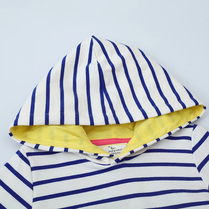 فساتين جديدة مخططة بأكمام طويلة للأطفال ملابس الفتيات الكرتون قوس قزح هوديس فساتين ملابس الأطفال #3