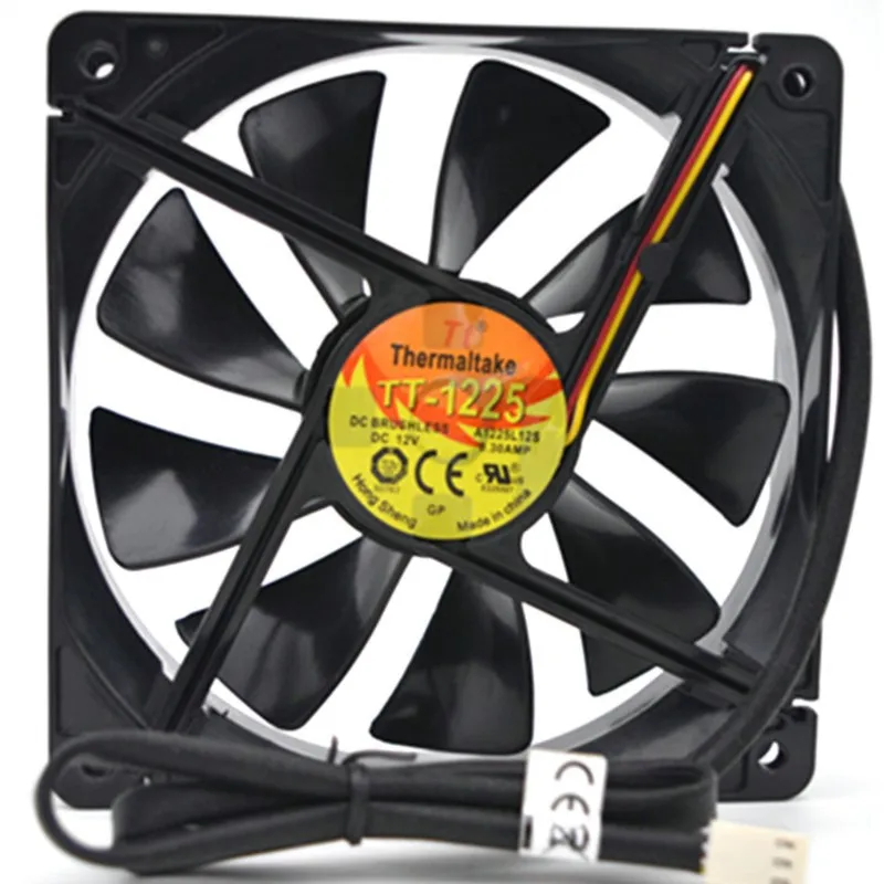 Ventilateur PC silencieux 12 cm 12 V : roulement en alliage TT-1225 (120 x 25 mm, 1400 tr/min, 3 broches) pour boîtier, refroidissement CPU et PSU