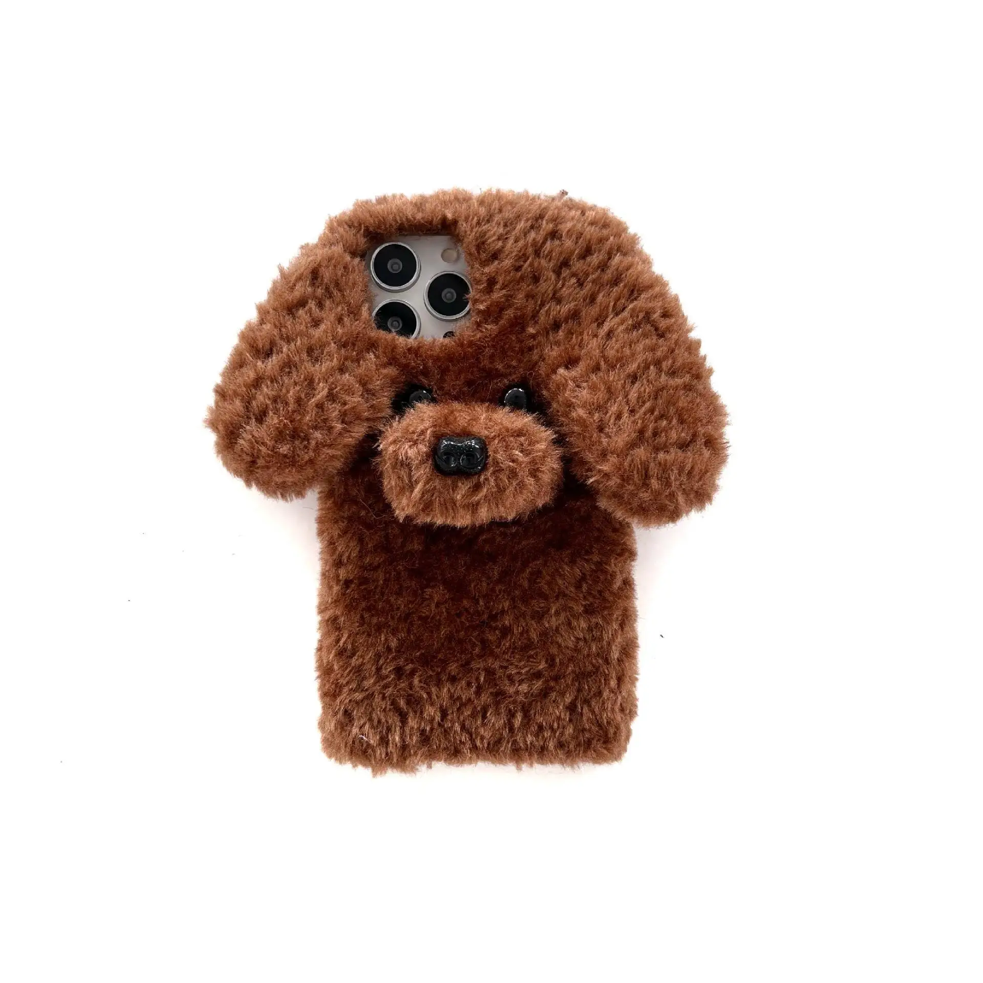 Funny Dog Plush Phone Case for IPhone 12 Pro Max 14 13 11 X XS XR 8 7 6 6S Plus SE 2020 5S Cute Warm Winter Fur Covers Case