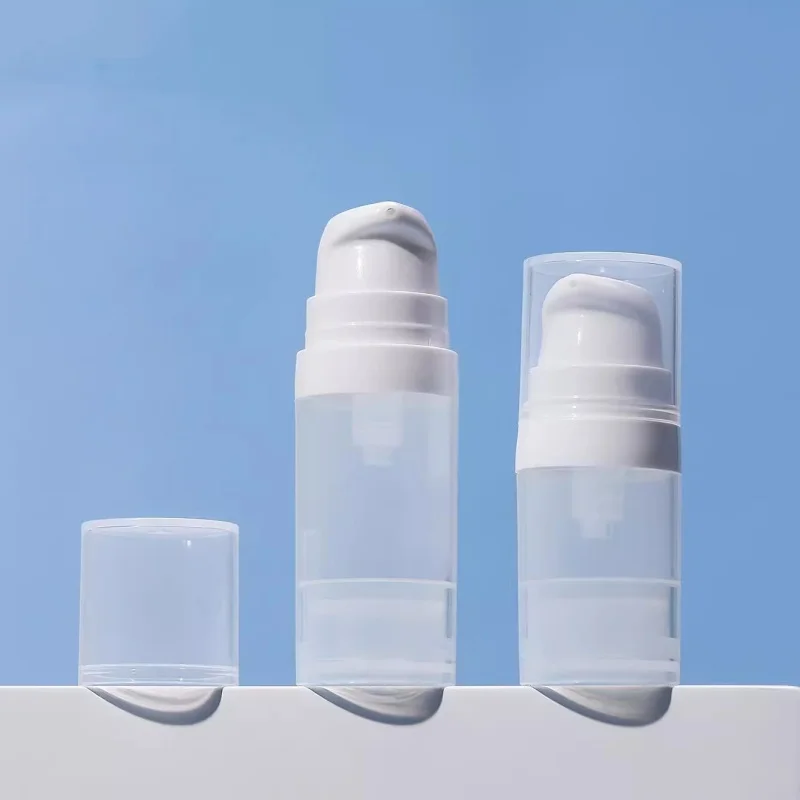 2/5Pcs 5/10/15ml Vacuum Transparent Travel Bottles Plastic Mini Press Type Liquid Foundation Skin Care Cosmetics Sample Bottles