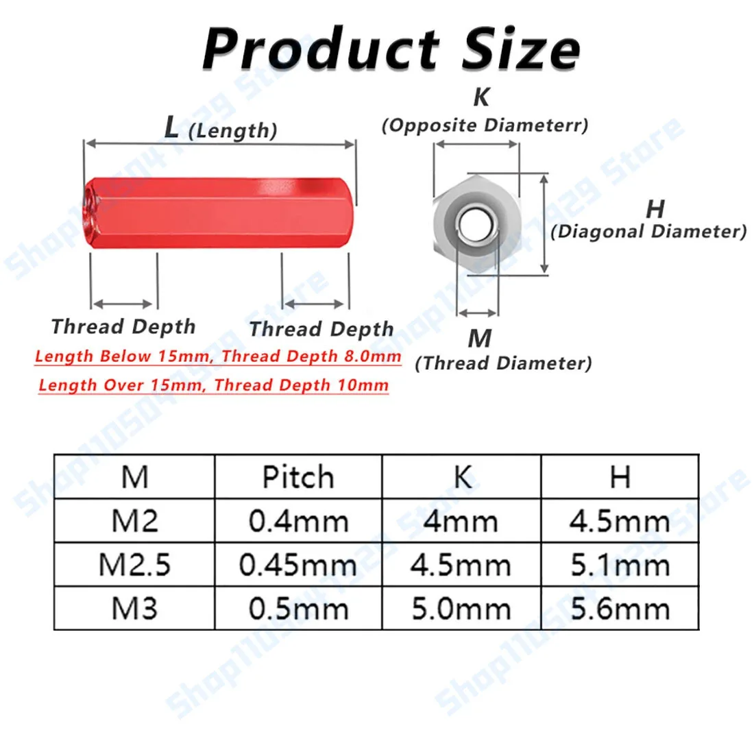 10Pcs/lots M2 M.5 M3 Hex Hexagon Aluminum Alloy Anodised Female Threaded Standoff Spacers Nuts Length 6/8/10/12/15/20/25/30~60mm