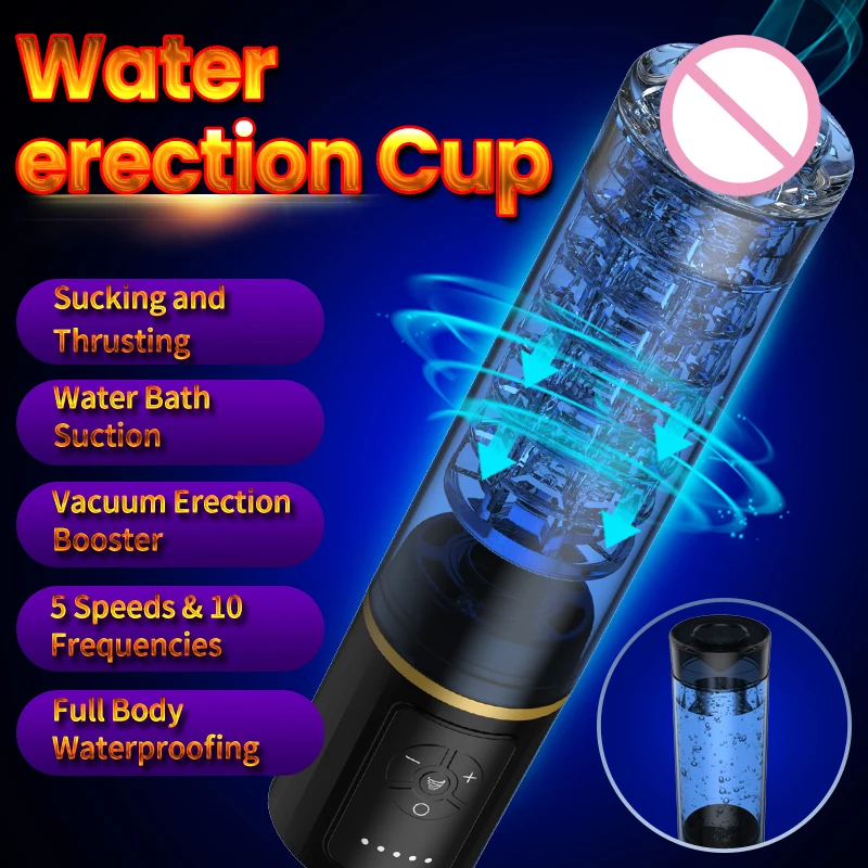 Electric Water Bath Penis Pump Male Masturbator Cup Vacuum Erection Training Enlargement Tool for Adult Men Sex Toy 18+ - view 3