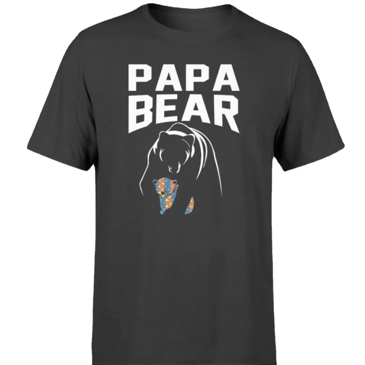 

Unique Papa Bear Autism Awareness Dad T-Shirt. Summer Cotton Short Sleeve O-Neck Men's T Shirt New S-3XL